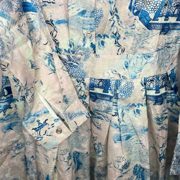 Kaimilan A-Line Midi Shirt Collar Long Sleeve Printed Dress Size 4- NWT - Picture 8 of 11